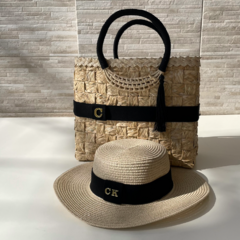 KIT BOLSA DE PALHA PRETA + CHAPÉU PALINA DOBRÁVEL na internet