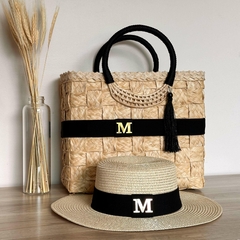 KIT BOLSA DE PALHA PRETA + CHAPÉU PALINA DOBRÁVEL - comprar online
