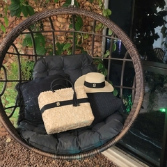 KIT BOLSA DE PALHA PRETA + CHAPÉU PALINA DOBRÁVEL - comprar online