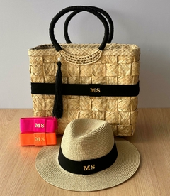 KIT BOLSA DE PALHA PRETA + CHAPÉU PALINA DOBRÁVEL na internet
