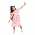 Vestido Feminino Rosa com Corações Branco.
