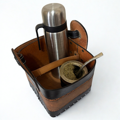 CANASTA DE CUERO COMBINADA - tienda online