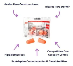 Tapón Protector Auditivo Oidos 3m 1100 2 Pares - tienda online