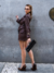 Shorts Saia Couro Marrom - loja online