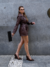 Shorts Saia Couro Marrom