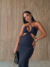 Vestido Longo Recortes Preto