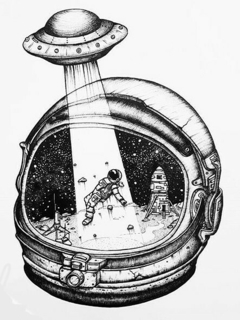 Sticker astronauta ovni