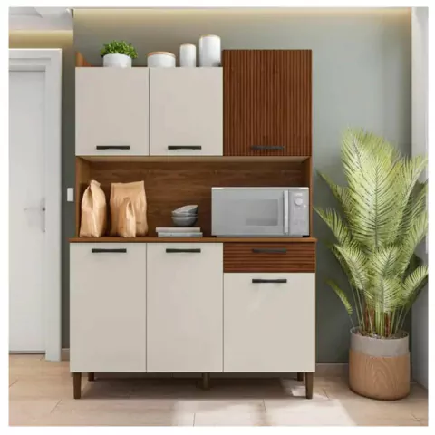Armário de Cozinha Kit 6 Portas 1 Gaveta Genova Kits Paraná - loja online