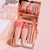 Mini Espelho De Maquiagem Portátil Com 5 Pcs Pincéis De Maquiagem Lupa Mão Se