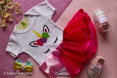 Kit Mesversário Body Saia De Tule E Laço Unicórnio