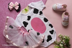 Kit Mesversário Body Saia De Tule E Laço Vaquinha