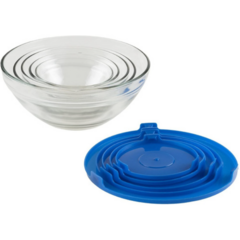 Set 5 Bowls Recipientes Vidrio Con Tapa Heladera Microondas - Online Shoping