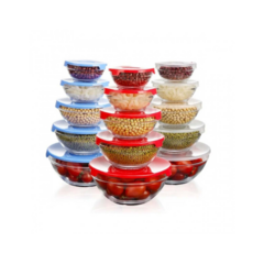 Set 5 Bowls Recipientes Vidrio Con Tapa Heladera Microondas