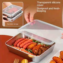 FUENTE PARA HORNO DE ACERO INOXIDABLE CON TAPA 26X20CM - Online Shoping