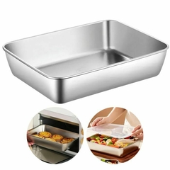 FUENTE PARA HORNO DE ACERO INOXIDABLE CON TAPA 26X20CM