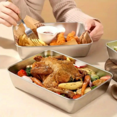 FUENTE PARA HORNO DE ACERO INOXIDABLE CON TAPA 26X20CM - comprar online