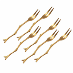 PACK X6 TENEDORES PICADA COPETIN POSTRES ACERO DISEÑO RAMAS - Online Shoping