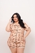 Americano curto Plus Size - Urso Xadrez