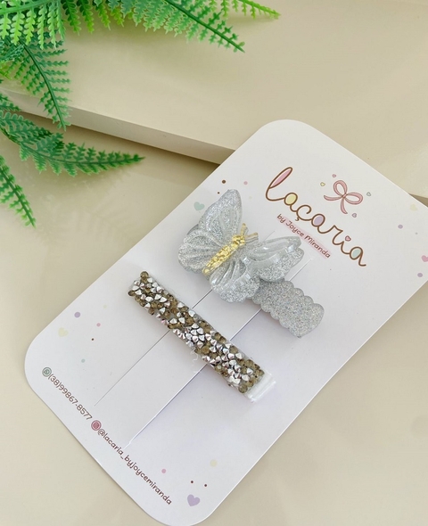 Hair clips Borboleta prata