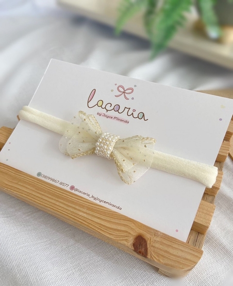 Slim - Organza com poá dourado