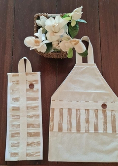 SET DE BAÑO RAYAS BEIGE