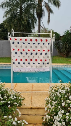 LONA PILETERA-PLAYERA-PLAYA ESTRELLA ROJO GRIS Y AZUL - HOMEMADE