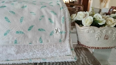 MANTA BEBÉ CORDERITO SOFT TUSOR PLUMITAS VERDE AQUA