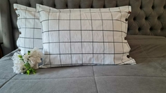 SET X 2 FUNDAS XL CUADRILLÉ BLANCO Y GRIS OSCURO