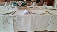 MANTEL TUSOR BOTANICO CEREZO GRIS