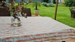 MANTEL TUSOR A RAYAS ROSA