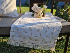 CAMINO DE MESA TUSOR PLUMITAS BEIGE
