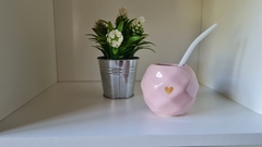 MATE FACETADO CERAMICA CORAZON ROSA - comprar online