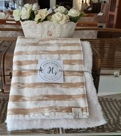 MANTA BEBÉ CORDERITO SOFT TUSOR RAYAS BEIGE