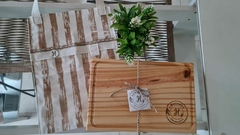 TABLA TIPO PLATO PARA ASADO Y/O PICADA + FUNDA RAYA BEIGE - comprar online