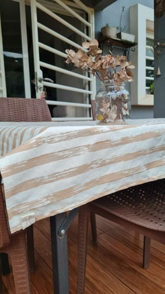 MANTEL TUSOR RAYAS BEIGE