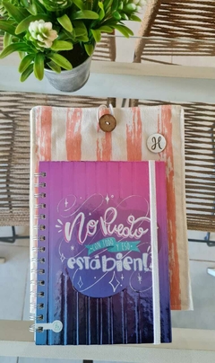 SET CUADERNO + FUNDA RAYAS ROSA