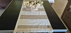 CAMINO DE MESA RAYADO ANCHO BEIGE - comprar online