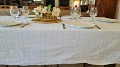 MANTEL TUSOR BLANCO RAYAS NATURAL