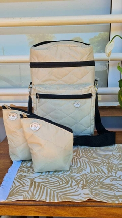 BOLSO MORRAL MATERO METALASSE BEIGE + CHAU LATAS en internet