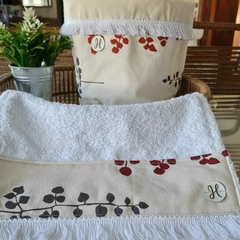 SET DE BAÑO RAMITAS ROJO Y GRIS en internet