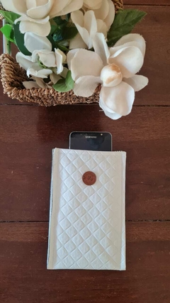 PORTACELULAR CUERO PU BLANCO - comprar online