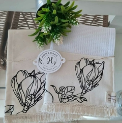 SET X 2 PAÑOS DE COCINA FLOR NEGRA