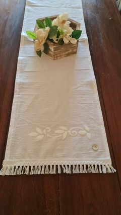 CAMINO DE MESA TUSOR BLANCO CON ESTAMPA - comprar online