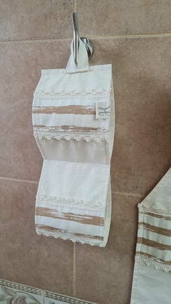 SET DE BAÑO RAYAS BEIGE - tienda online