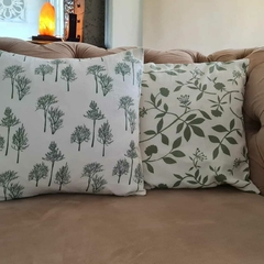 FUNDAS ALMOHADON HOJAS VERDE MALVA en internet