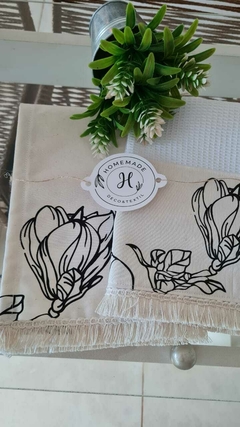 SET X 2 PAÑOS DE COCINA FLOR NEGRA - tienda online