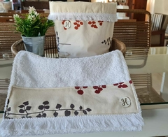 SET DE BAÑO RAMITAS ROJO Y GRIS
