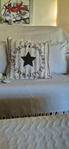 FUNDA RAYADA BEIGE STAR - tienda online