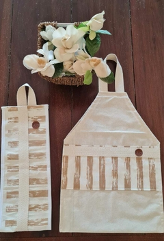SET DE BAÑO RAYAS BEIGE - comprar online