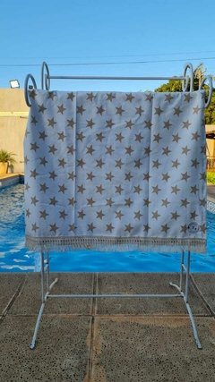 LONA PILETERA-PLAYERA-PLAYA ESTRELLA BEIGE Y BLANCO - HOMEMADE